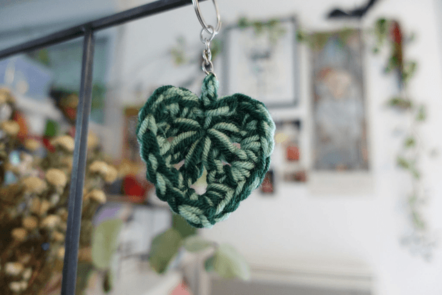 Porte-clés cœur vert en crochet | Cadeau mignon et fait main