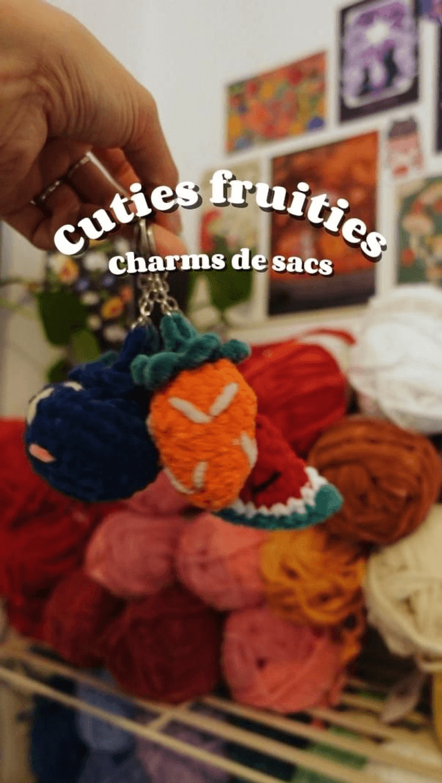 Cuties fruities | Charm de sac fraise en crochet🍓