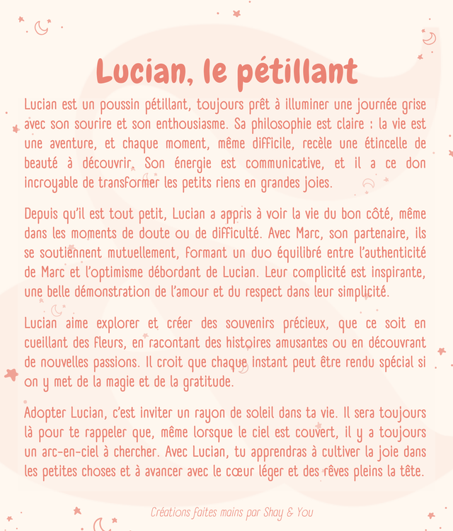 Lucian, le pétillant | Créature d'atelier poussin en crochet pleines d'intentions