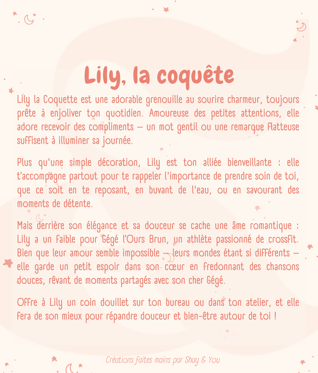 Lily, la coquette | Créature d'atelier grenouille en crochet pleines d'intentions